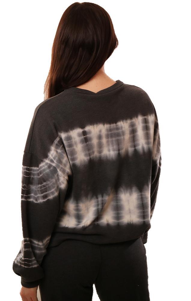 Six Fifty Tops Long Sleeve Tie Dye Print Knit Grey Pullover Top