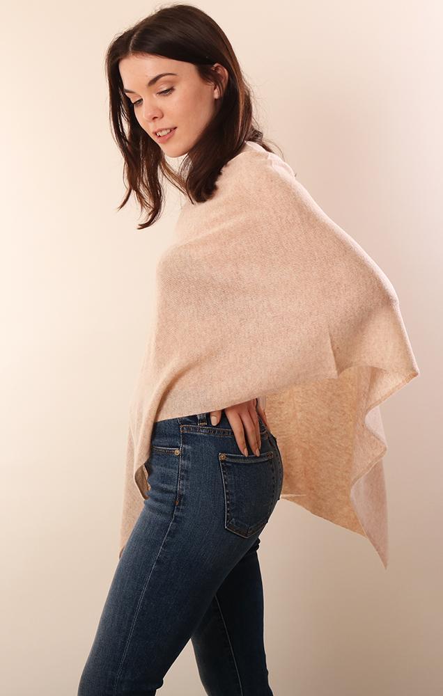 Cashmere Toppers Soft Layering Knit Beige Poncho Top