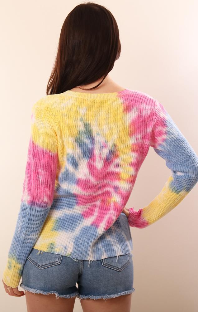 Raffi Long Sleeve V Neck Tie Dye Soft and comfy knit top