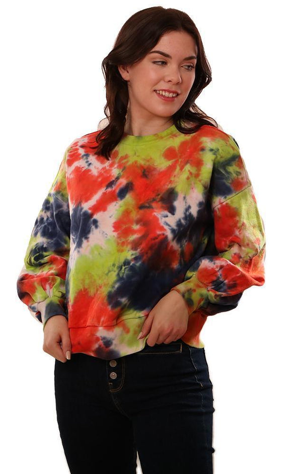 Central Park West Tops Long Sleeve Crew Neck Tie Dye Sweatshirt