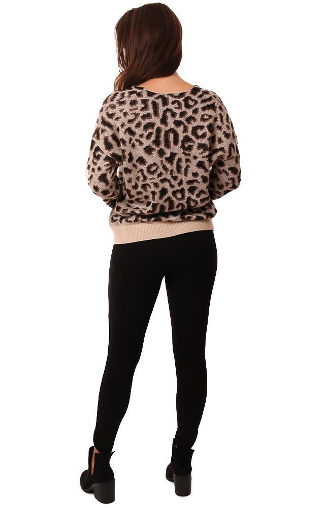 Do And Be Sweaters V Neck Cross Front Leopard Print Knit Fall Sweater