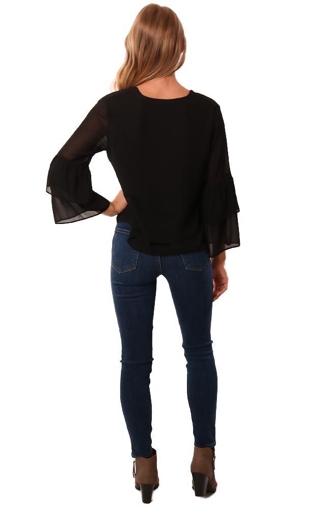 Veronica M Tops Ruffle Sleeve V Neck Lightweight Top