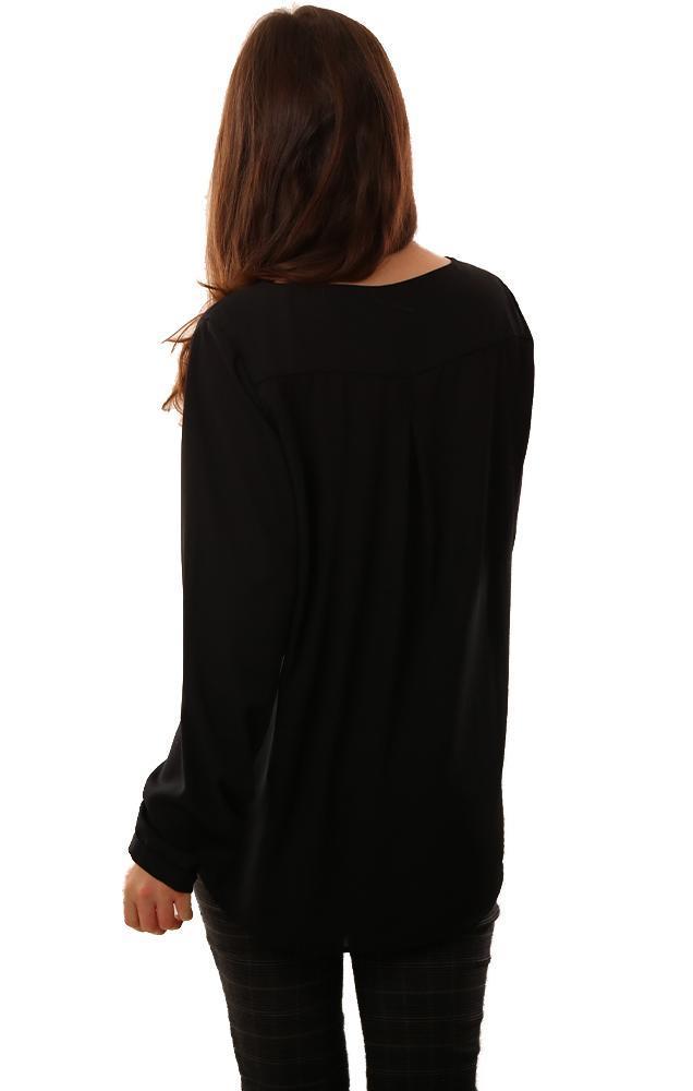 Veronica M Tops V Neck Long Sleeve Black Blouse