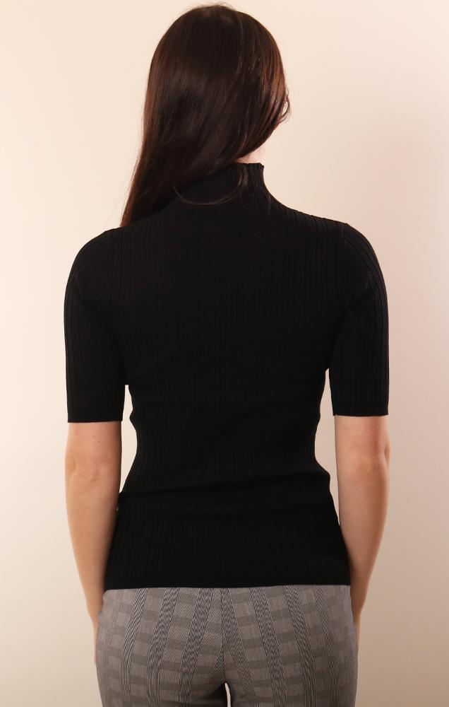 525 Tops Ribbed Fitted Mock Neck simple black top