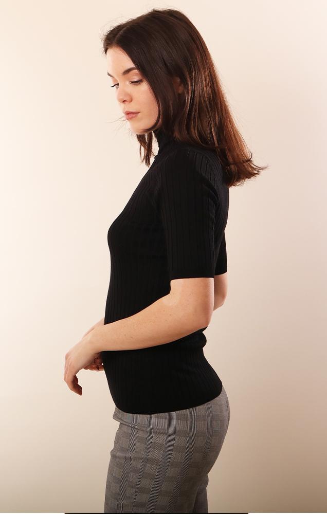 525 Tops Ribbed Fitted Mock Neck 3/4 sleeve top