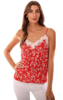 Heartloom Tops Lace Trim Floral Print Silky Soft Layering Cami