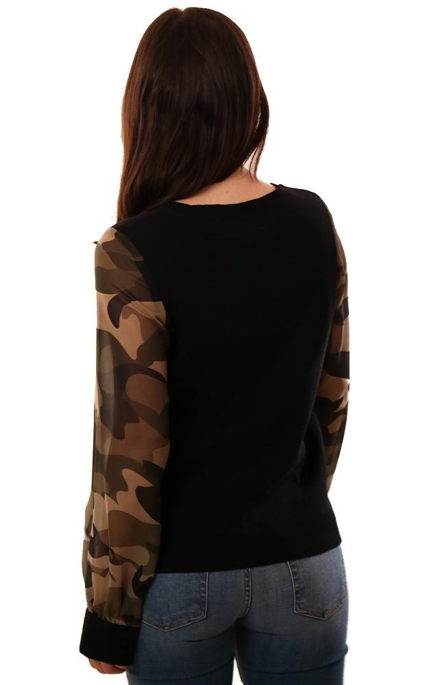 Six Fifty Tops Crew Neck Long Camo Sleeve top