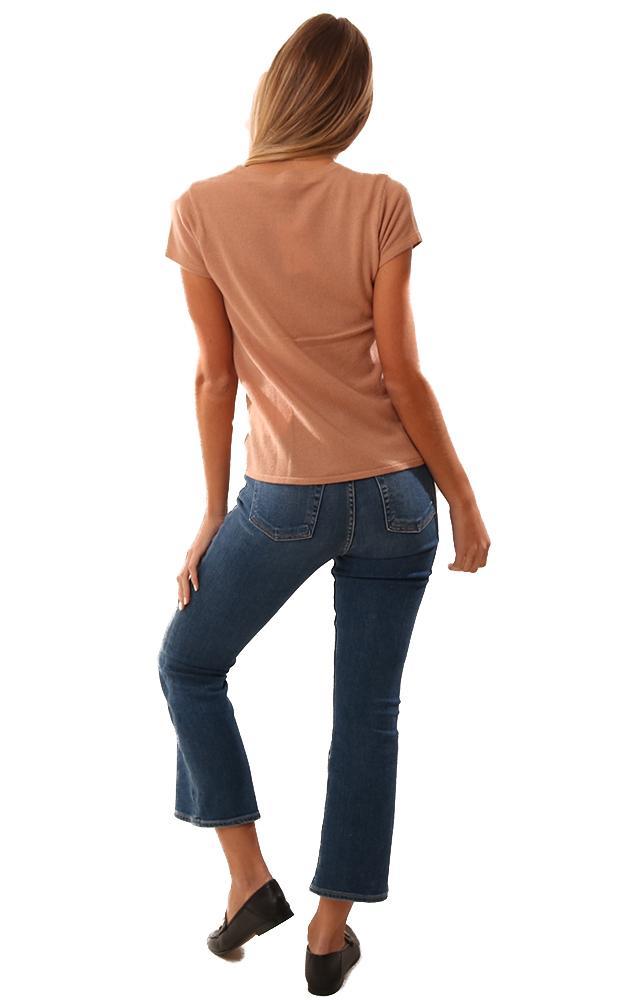 In Cashmere Tops Short Sleeve Crew Neck Tan cashmere sweater