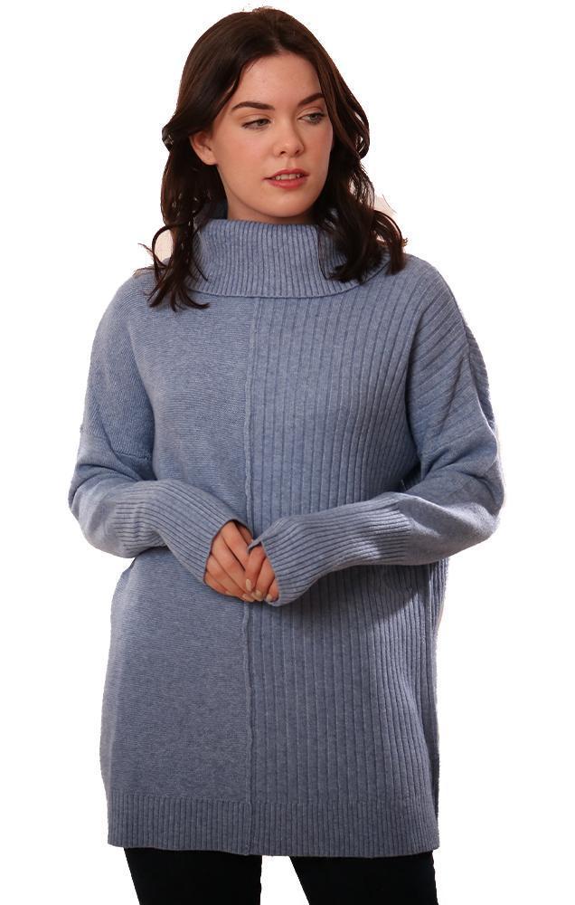 Metric Sweaters Long Sleeve Cowl Neck Soft Blue Sweater