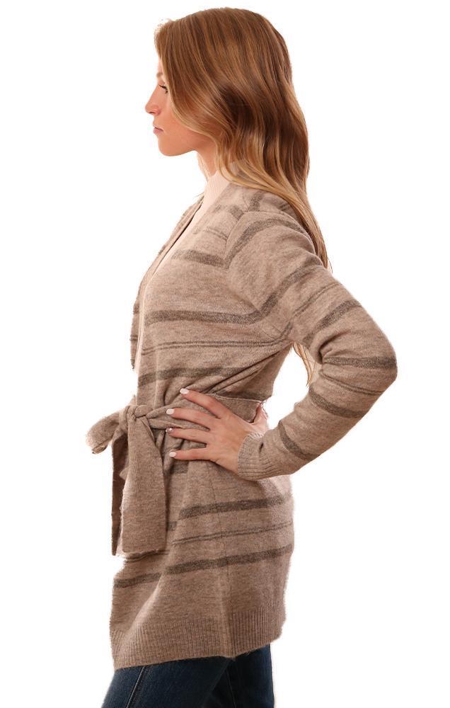 Heartloom Cardigans Long Sleeve Striped Tie Waist Sweater