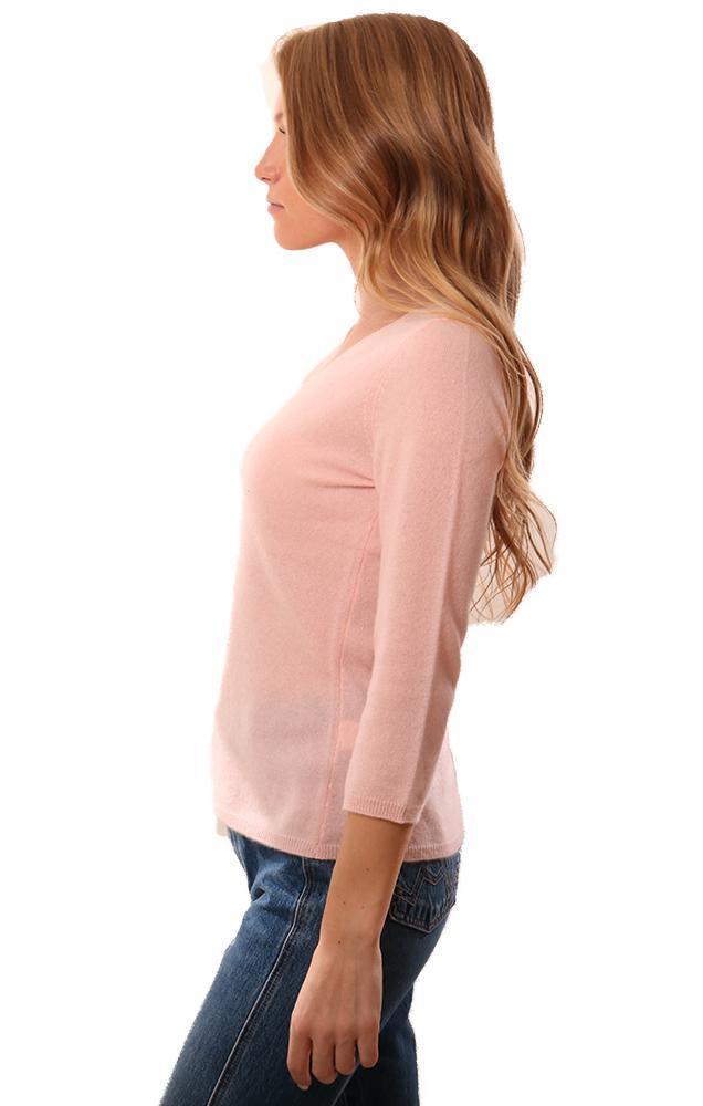 In Cashmere Sweaters V Neck Long Sleeve Cozy Pink Knit Top