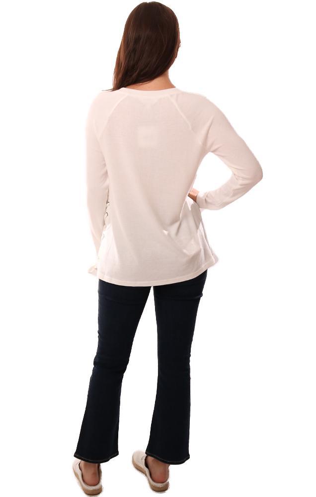 Jack By BB Dakota Tops Long Sleeve Lace Up Side Knit Top