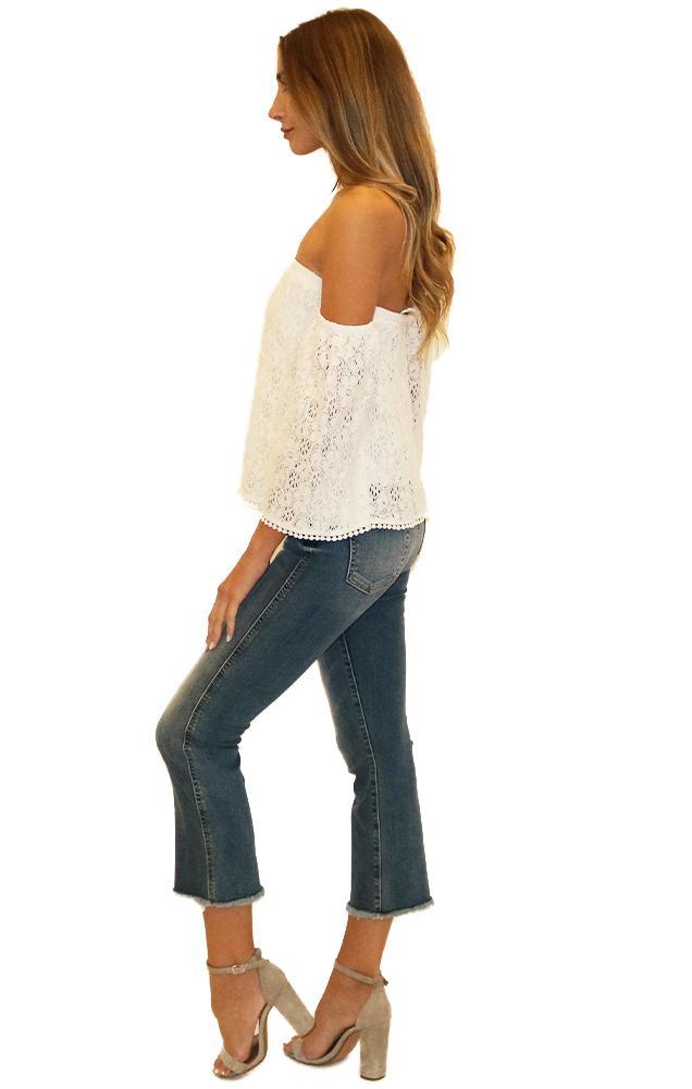 Cupcakes And Cashmere Tops Off The Shoulder Bell Sleeve lace Top