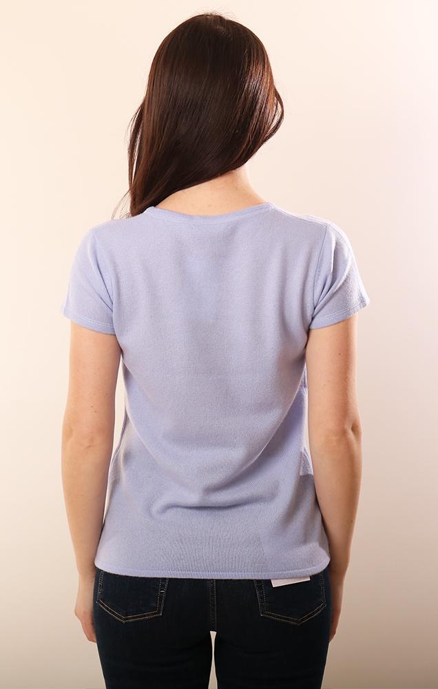 Cashmere Sweaters Short Sleeve Soft knit blue spring top