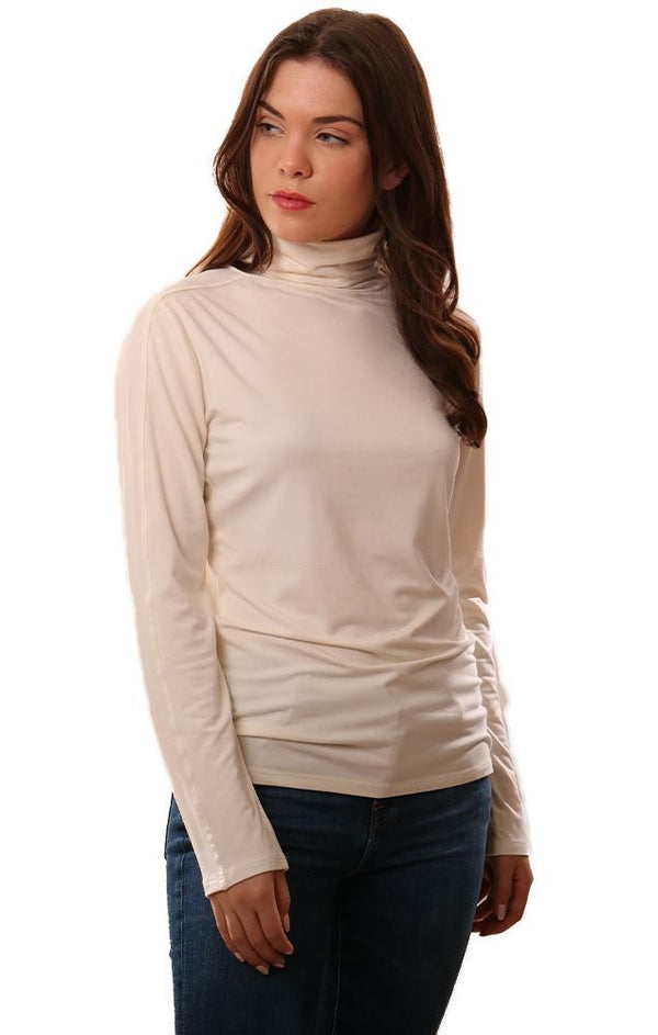 In Cashmere Tops Turtleneck Long Sleeve Fine Knit Ivory Pullover