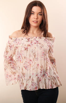 Tops Bell Sleeve Off The Shoulder Floral Printed spring blouse