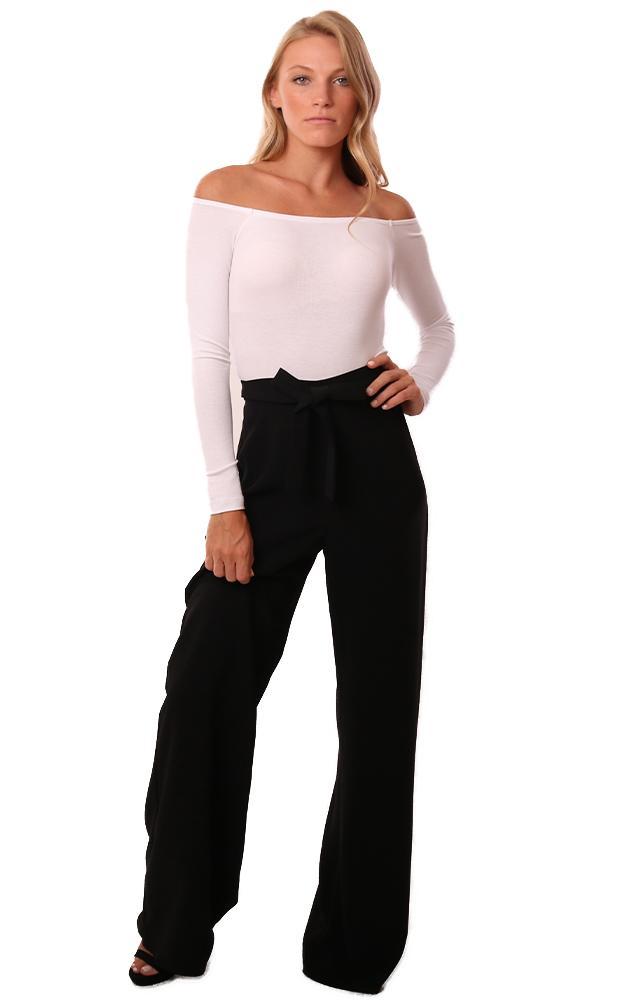 Amanda Uprichard Pants High Waisted Belted Wide Leg dressy Office Black pant