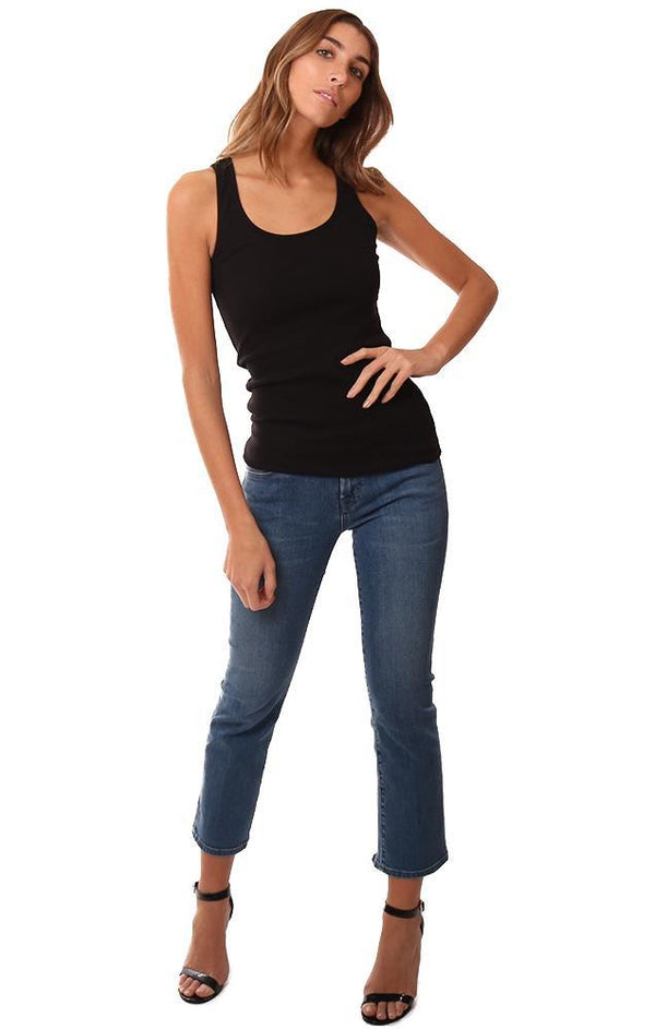 Michael Stars Tops Scoop Neck Ribbed Layering Black Tank