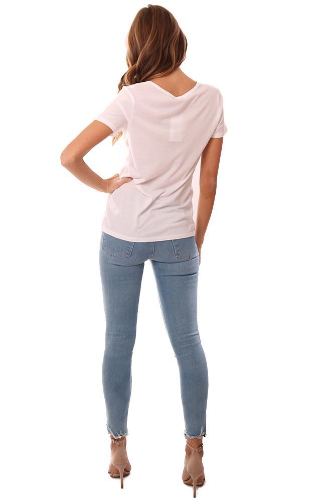 Michael Stars Tops V Neck White Short Sleeve Layering Basic Top