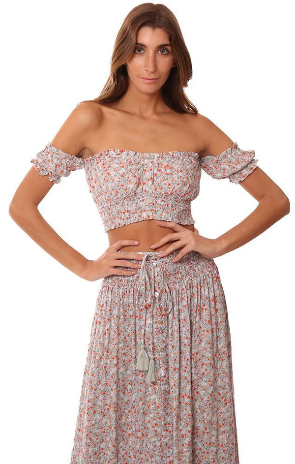 Tops Floral Printed Crop Tube Off The Shoulder Summer mini Top