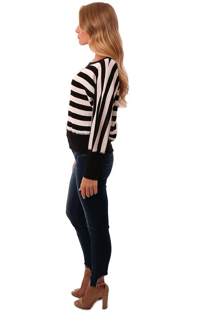 Red Haute Tops Long Sleeve Dolman Sleeve Knit Black White Knit Top