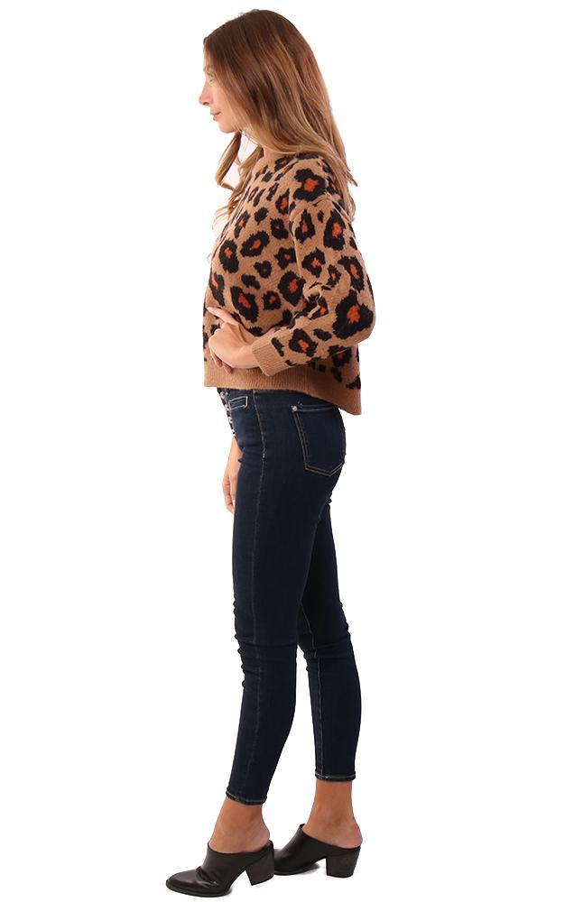 ASTR Sweaters Crew Neck Long Sleeve Leopard Print Fall Sweater