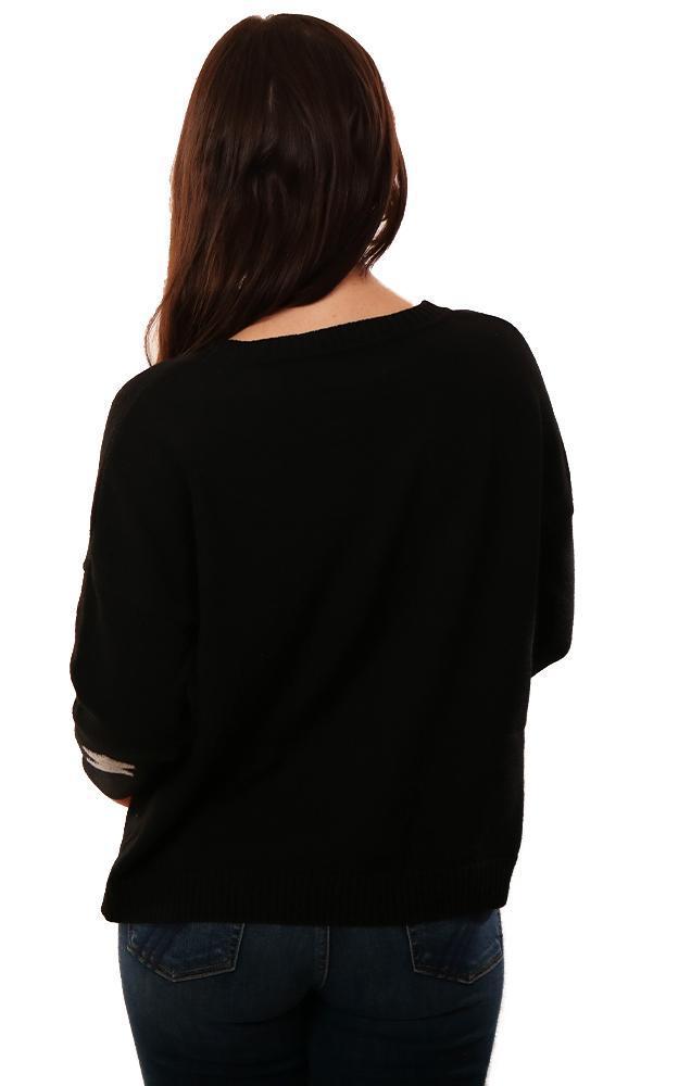 Six Fifty Tops Crew Neck Long Sleeve Lightning Bolt Knit Sweater