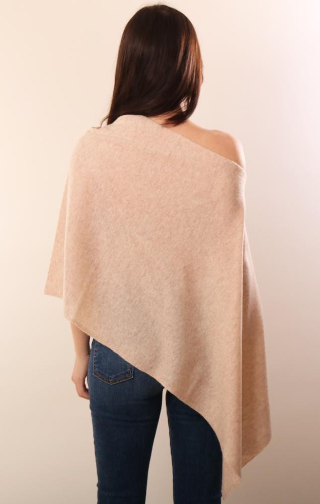 Cashmere Toppers Soft Layering Knit Beige Poncho Topper