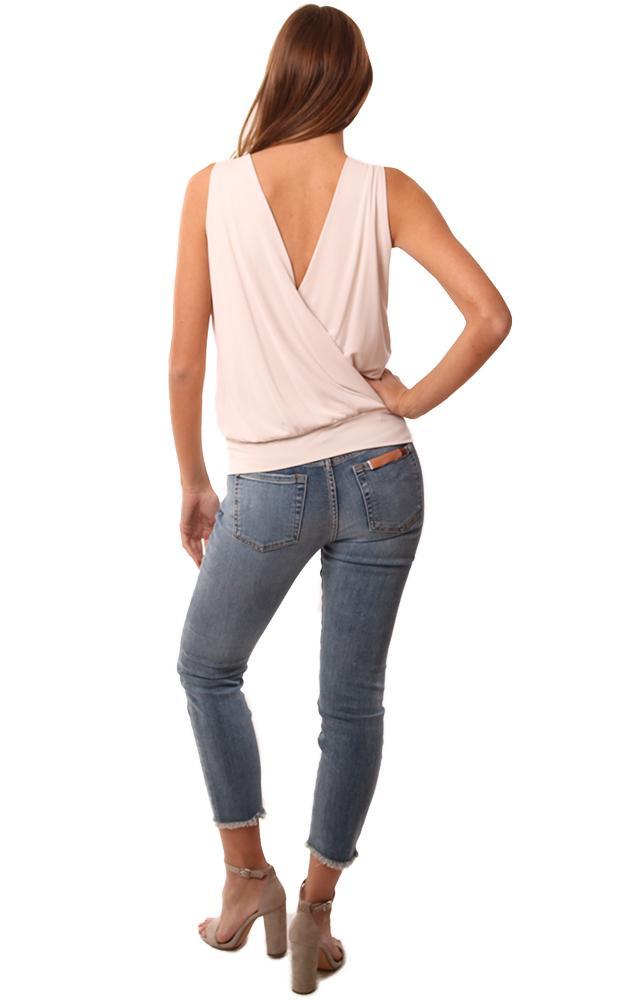 Veronica M Tops Sleeveless V Neck Cross Front Banded Tank Top