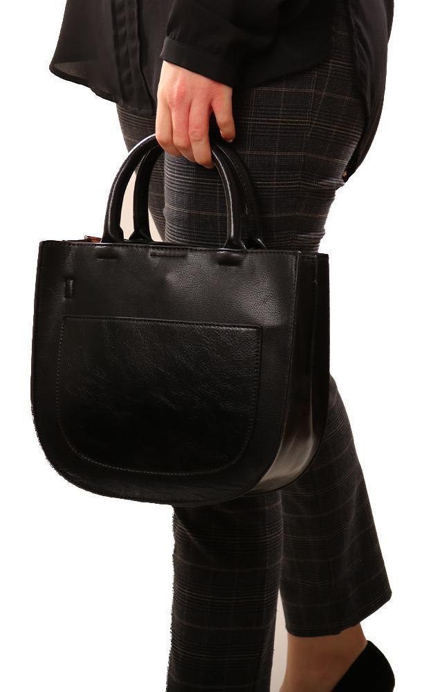 Handbags Vegan Leather Cross Body Mini Black Tote Bag