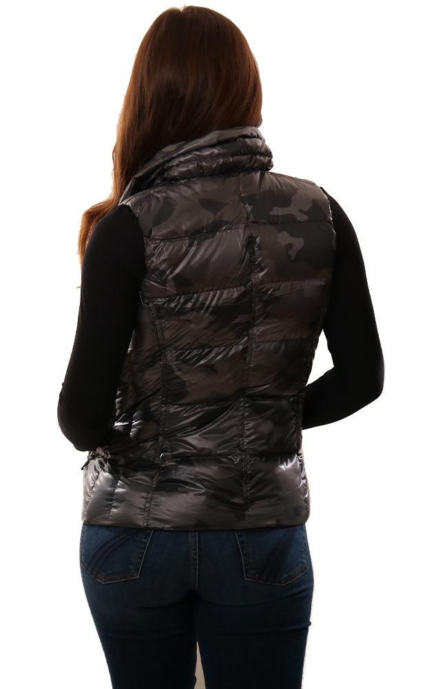 Anorak Vests Puffer Down Grey Camo Print Vest 